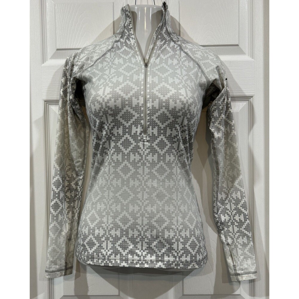 Nike Pro Running Sweatshirt 1/4 Zip Thumbhole Ombre Gray Geometric Womens S